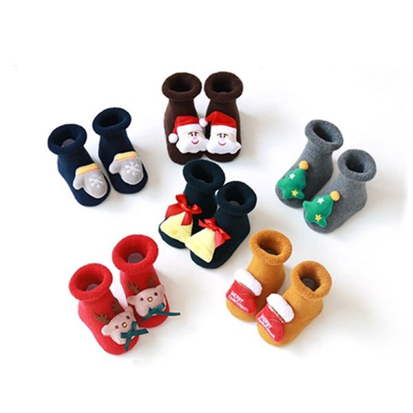Ev Kış Bebek Bebek Erkek Kız Çorap Anti Kayma Karikatür Kalın Sıcak Elk Noel Giysileri Aksesuarları ZWL266