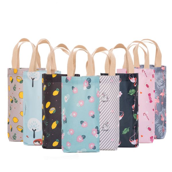 waterproof tote bag thermos cup holder portable oxford cloth printed umbrella hand carrying water bag