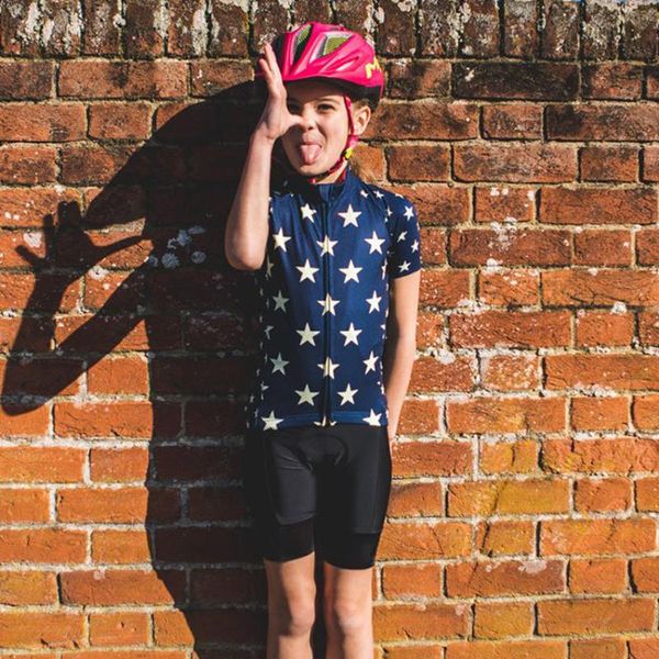 

racing sets kids cycling jersey set 2021 summer bike shirts children's clothing mtb wear shorts, Black;blue