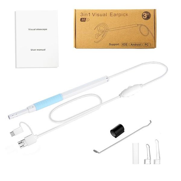

cameras angood 3 in 1 type c usb hd 3mp ear cleaning 5.5mm ip67 inspection monitor month noise