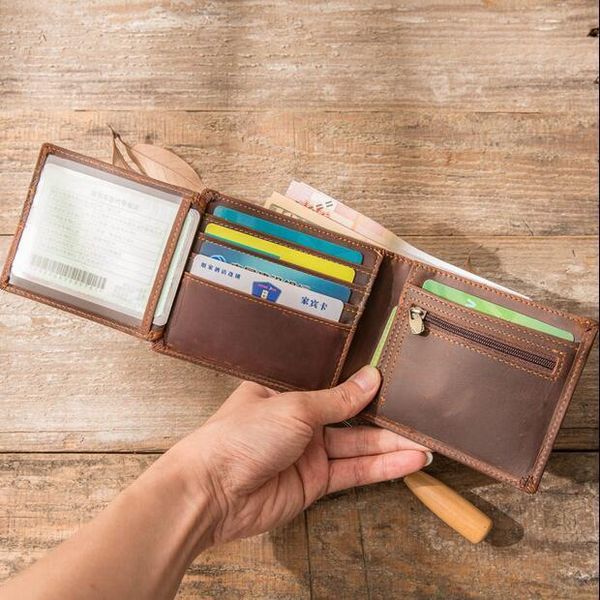 

2020 fashion genuine leisure wo leather purse for men card holders wallet b2022