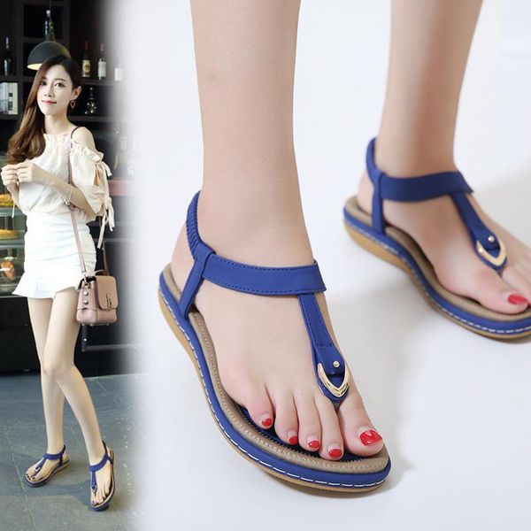 

sandals low heel women fashion flat shoes flip flops casual open toe, Black