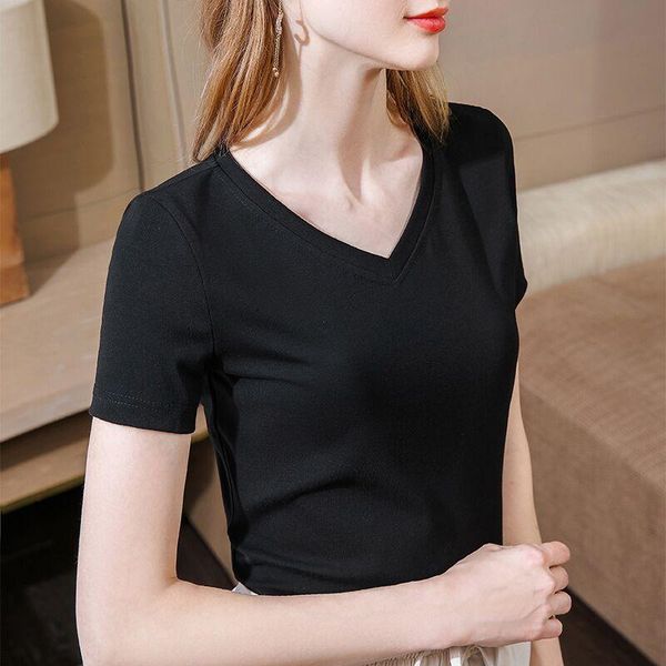 

women's t-shirt short-sleeved women 2021 summer round neck korean loose large size trendy white basic top