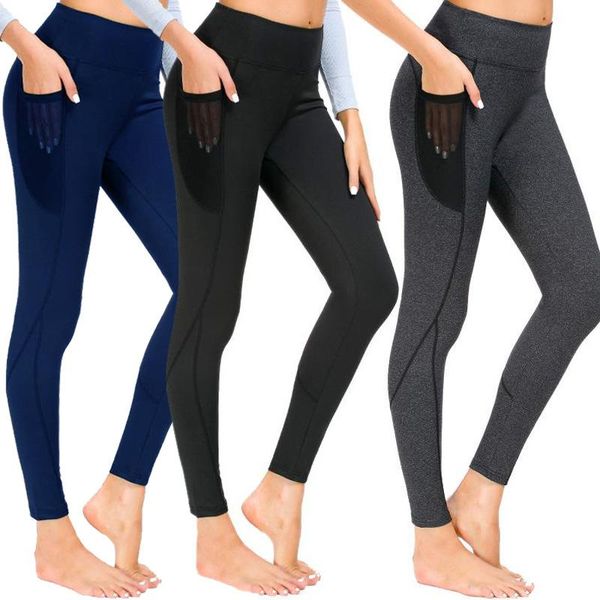 

yoga pants with pockets women's high waist fitness solid color hips gym breathable training leggings clothes outfits, White;red