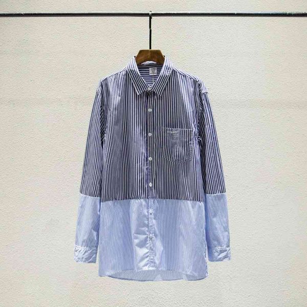 

shirts 19ss latest summer blue white stitching stripes vetements men women oversized fashion cotton hip hop streetwear shirts, White;black