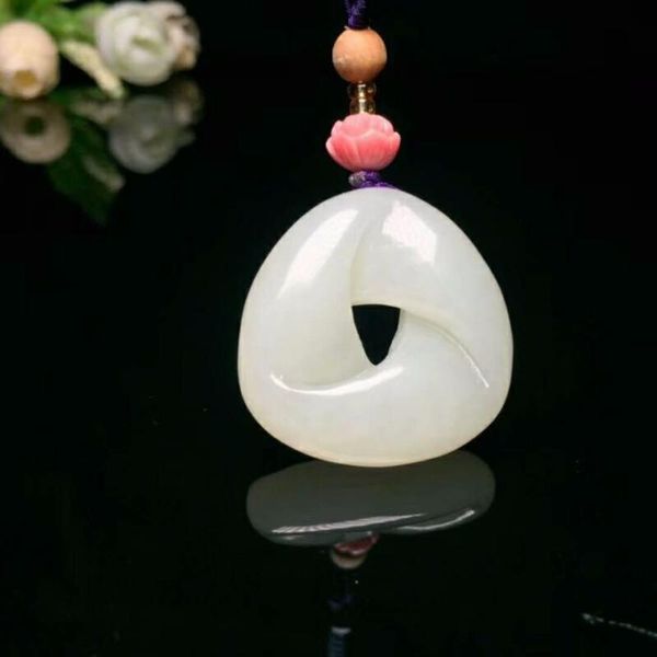 

lockets exquisite hetian jade safety buckle pendant h19#, Silver