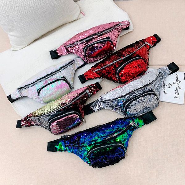 

fanny pack women designer pu leather waist bag fashion sequins shoulder messenger chest coin purse phone key pouch#g30 bags
