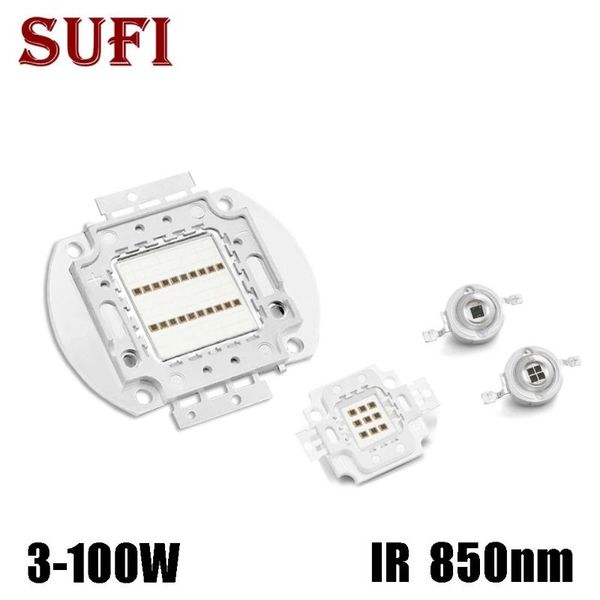 

light beads high power led chip ir infrared 850nm red 3w 5w 10w 20w 50w 100w emitter bead night vision cctv camera