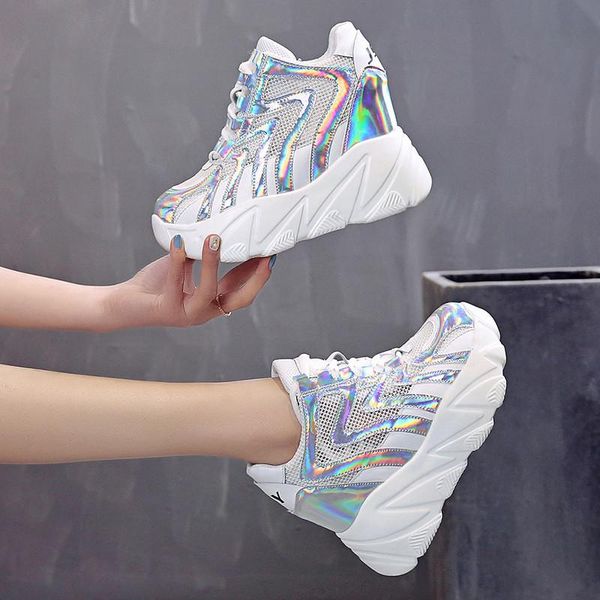 

dress shoes 2021 women's fashion casual thick soled female lace up platform sneaker lovers sneakers 34-39, Black