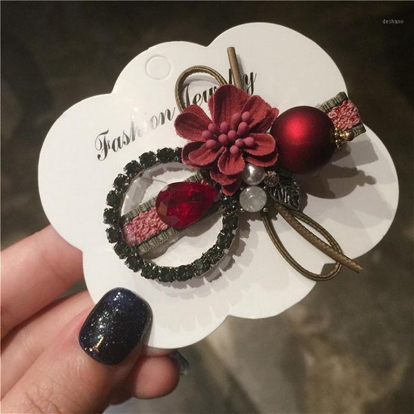 

elegant women ribbon bow hair spring clip flowers crystal cute bobby pins clips rhinestone barrettes duckbill clip1