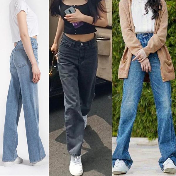 

women's jeans women high waist loose lady denim pants, Blue