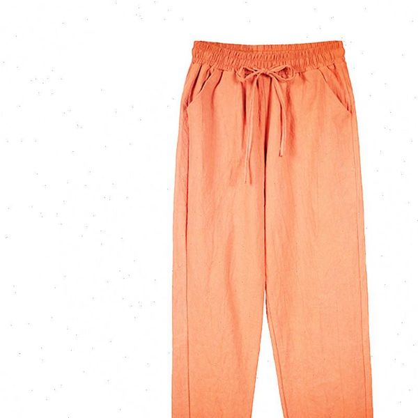 

spring summer cotton linen womens pant solid elastic waist candy colors harem trousers soft for female ladys s, Black;white