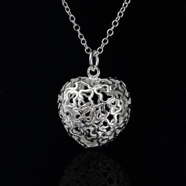 

pendant necklaces hermosa hollow-out heart chain necklace 18'' wholesale women xl000454 pretty girls love gift, Silver