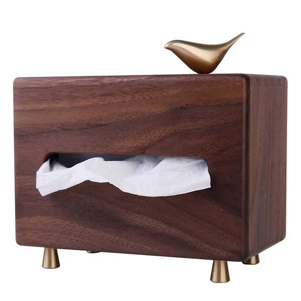 

tissue boxes & napkins retro black walnut brass foot box living room coffee table decor rectangular pumping paper tube