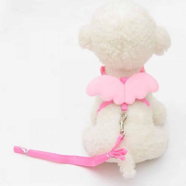 

dog collars & leashes cute angel pet leads and set puppy for small designer wing adjustable harness pet(pink s)
