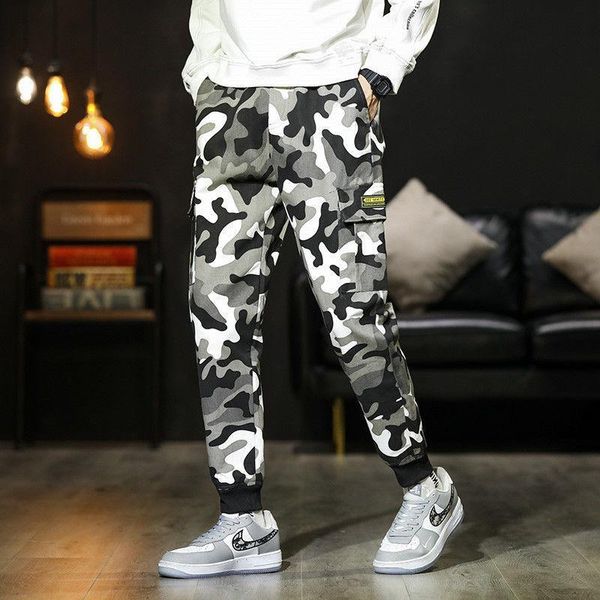 

men's pants 2021spring and autumn casual loose camouflage sweatpants large size for men sports jogging me, Black