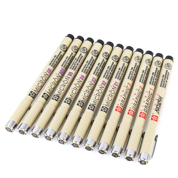 

6Pieces/Lot 1 Pcs Black Pigma Micron Marker Pen Waterproof Hand-drawn Design Sketch Needle Pen Dawing Liner Fineliner Cartoon Signature Pen