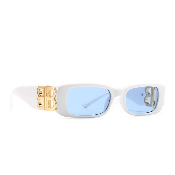 

rock style small square metal standard inlaid modern sunglass 0096, White;black