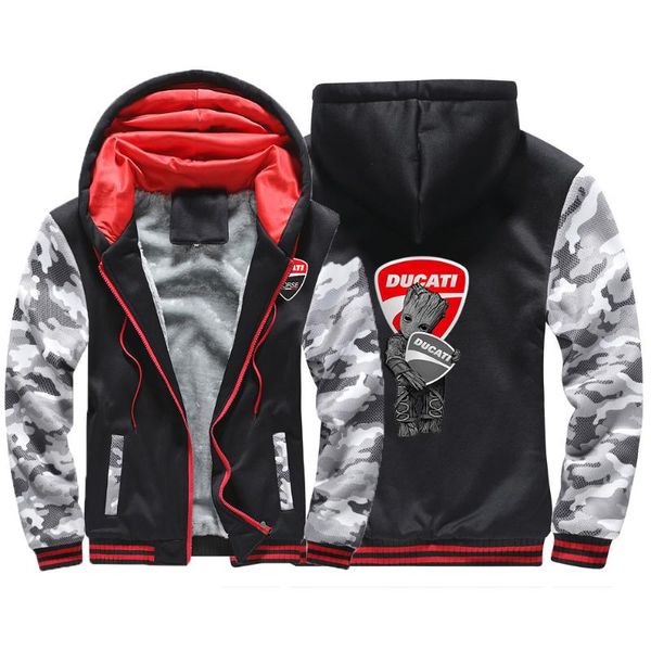

men's hoodies & sweatshirts 2021 autumn winter print brand ducati logo jacket thicken sport zipper sweatshirt tracksuit coat, Black