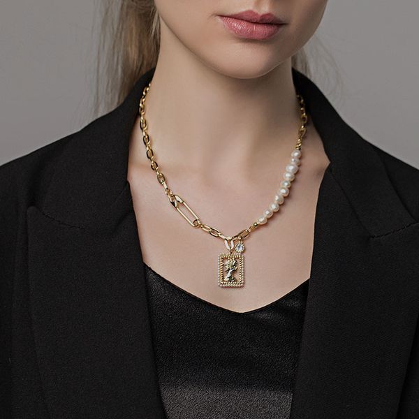 

aaa designer jewelry temperament network like personality pendant fashion new natural shaped pearl asymmetric metal necklace, Silver