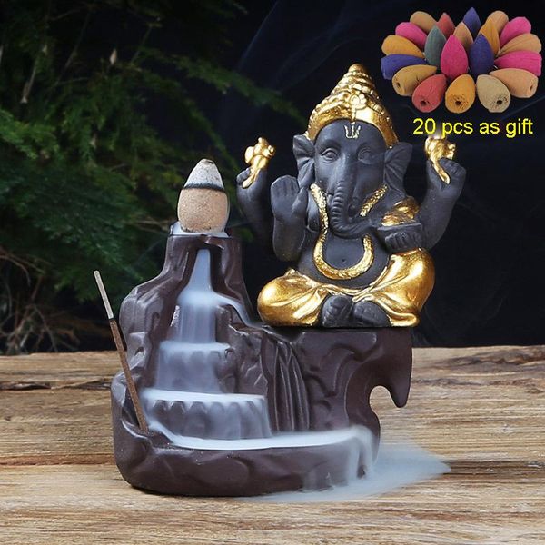 

fragrance lamps backflow incense burner elephant god ganesha india censer holder gifts meditation ornaments home decoration crafts drop