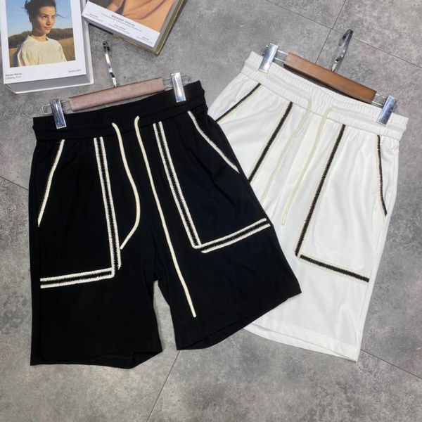 

men's shorts 2021 summer pure cotton casual five-point pants embroidery craft fashion outdoor beach loose couple, White;black