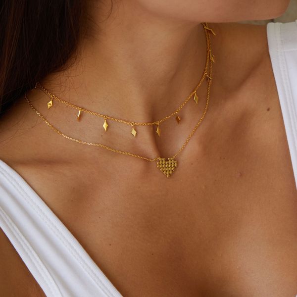 

18k gold plated heart pendant necklace for women 925 sterling silver necklaces