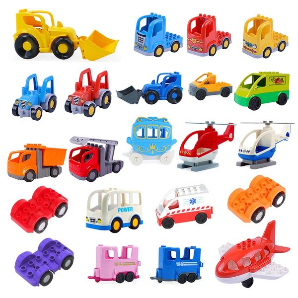 

diy big size building blocks accessories car truck plane motorcycle vehicle bricks compatible brands parts kids toys gift