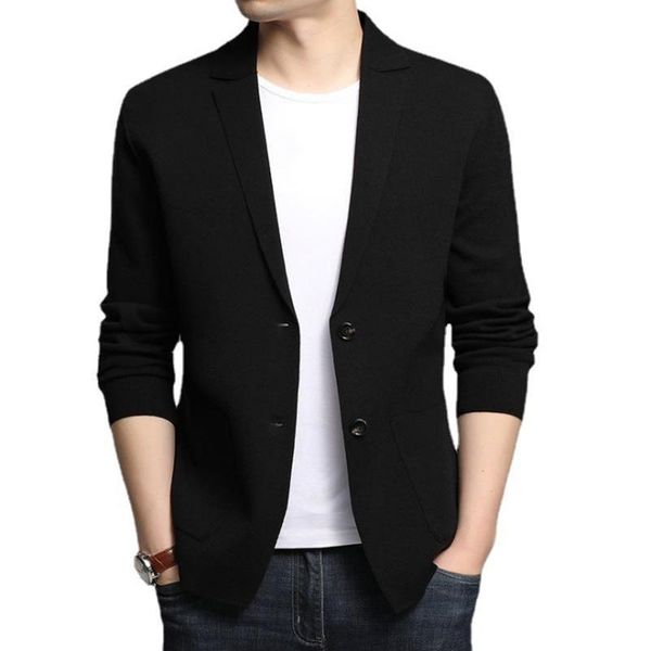 

men's suits & blazers spring knitwear blazer autumn solid color small men slim fit cardigan sweater terno masculino, White;black