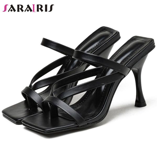 

dress shoes sarairis open toe flip flop thin heel slip on casual pumps women fashion daily ladies summer solid, Black