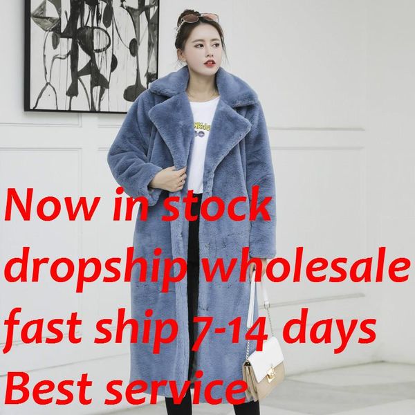 

women's fur & faux 2021 jacket plus long size coat warm winter, Black