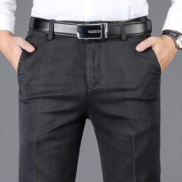 

men's jeans smoky gray light luxury dad outfit wide-leg pants straight loose casual long, Blue