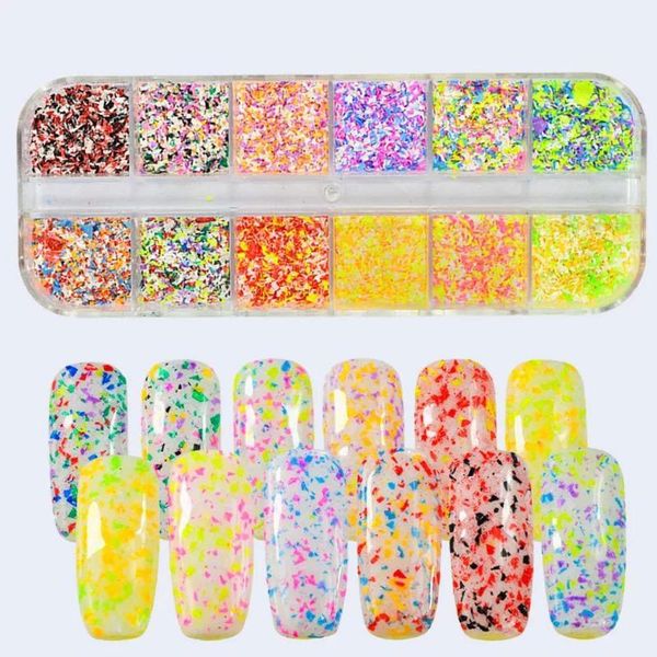

nail glitter 1 box neon art sequins irregualr colorfl confetti unltra-thin flakes for decoration menicure decal, Silver;gold