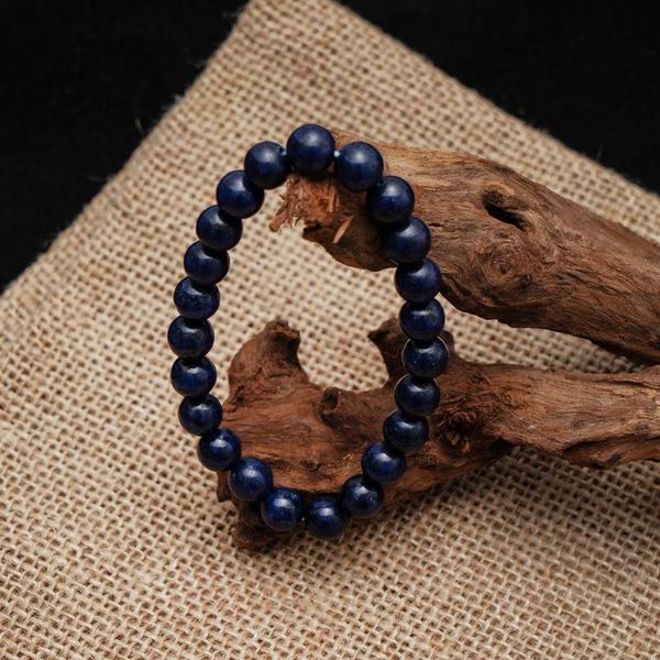 

beaded, strands 8mm vintage blue natural stone beads couple bracelets men women lady transparent bead yoga elastic jewelry gift, Black