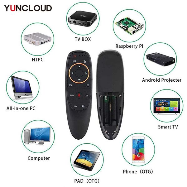 

smart home control g10s air mouse wireless 2.4ghz ir learning mini gyro voice remote for android tv box sensing game