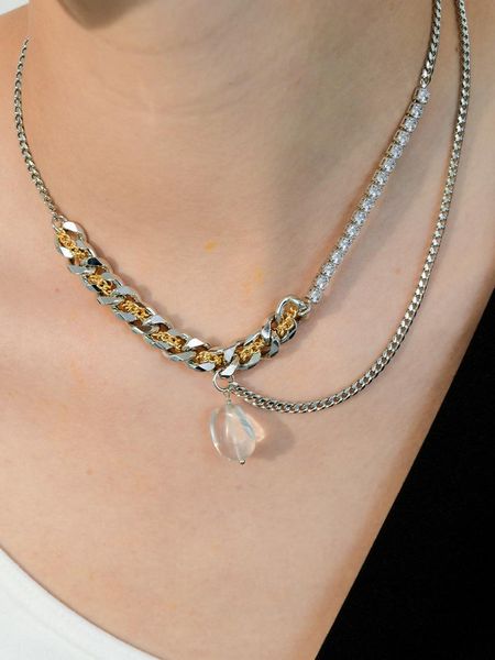 

chokers timeless wonder zirconia clear stone chains choker necklace women jewelry punk ins designer party trendy goth rare gift 1424, Golden;silver