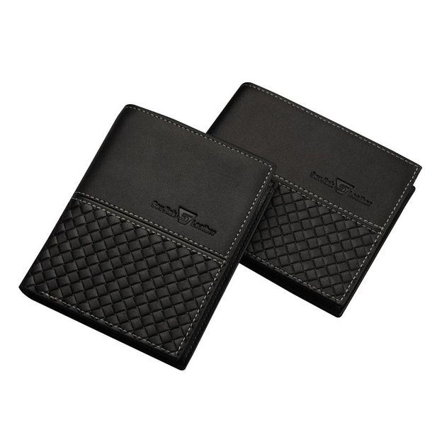 

wallets deabolar brand men wallet 2021 pu business lattice stitching thin card package male retro coin purse, Red;black