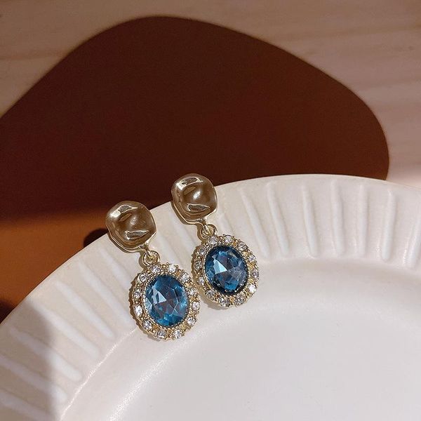 

dangle & chandelier temperament korean female exquisite vintage rhinestones round earrings fashion women's jewelry accessories, Silver