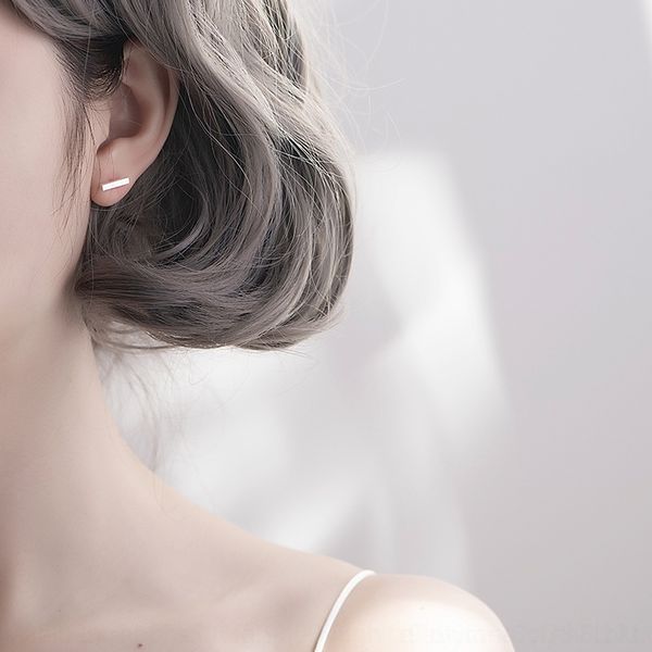 

keea cute simple one word stick bell puzzle female stud 925 sterling silver square bell puzzle earrings star earrings, Golden;silver