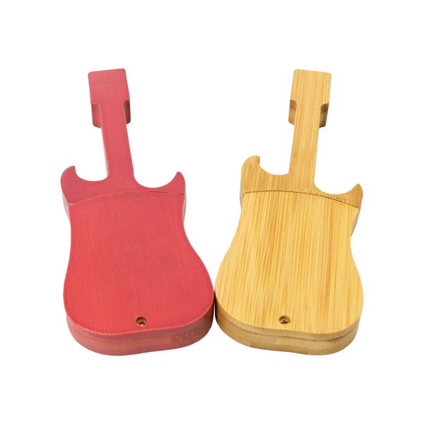 COURNOT 145 MM Tall Wood Smoking Guitar Shape Stash Jar One Hitter Tobacco Stash Case Mix Color Retail Wholesale