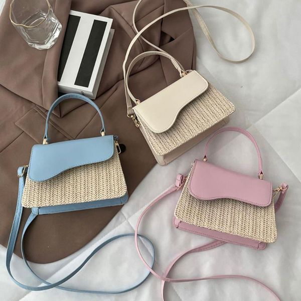 

evening bags vintage woven pu patchwork messenger bag casual women handle flap handbags women's fashion leather crossbody