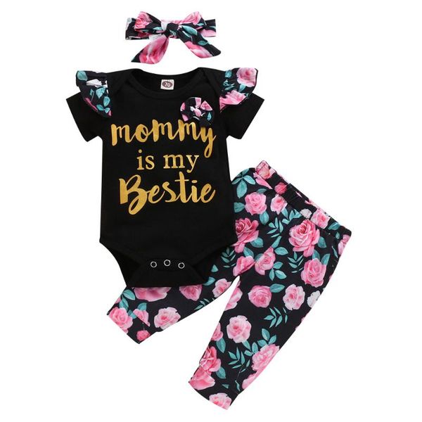 

clothing sets 0-18m born infant baby girls ruffle t-shirt romper leggings pant outfits clothes set short sleeve summer d30, White