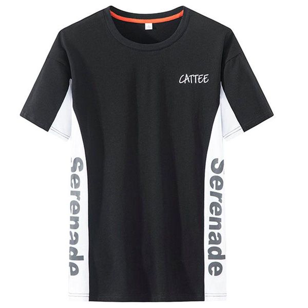 

men's t-shirts summer t-shirt patchwork cotton o-neck simple slim fit embroidery comfortable casual soft breathable plus size 3 color, White;black
