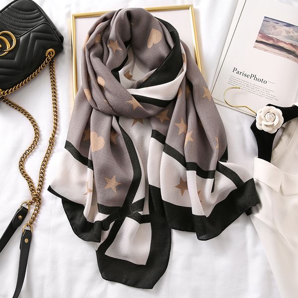 

2021 spring new cotton pashmina shawl lady wrap warm winter scarves design print female foulard beach stoles scarf, Blue;gray