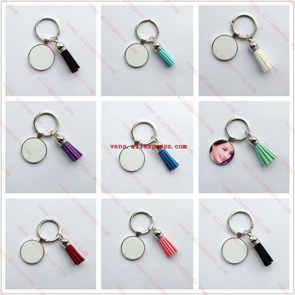 

arrival sublimation short tassels keychains fashion key ring heart transfer printing consumables 8 colours 20pieces/lot, Silver