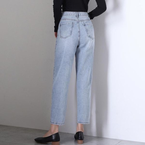 

women's jeans 2021 summer thin women wide leg capris ladys loose lantern trousers calf-length pants plus size 26-40, Blue