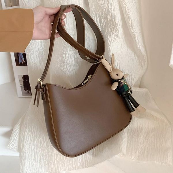 

evening bags vintage brown hobo for women 2021 winter pu leather lady shoulder bag solid color female messenger handbag