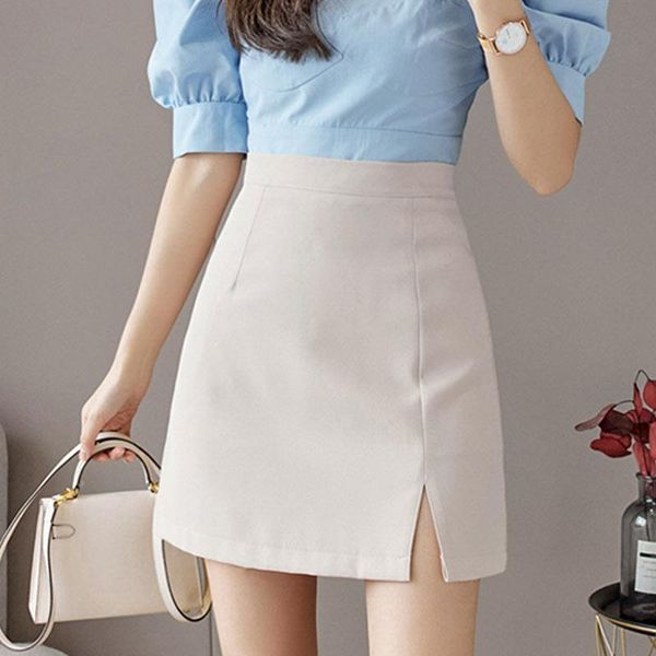 

skirts women office package hip mini a-line skirt for casual ladies high waist black blue slit pencil