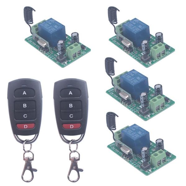 

smart home control sleeplion 12v 4 way wireless remote switch relay channel module 433mhz/315mhz garage door opener