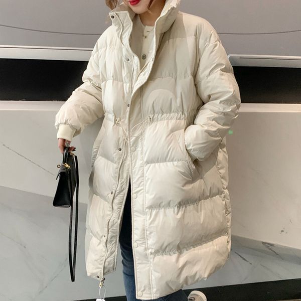 

winter 90% white thick warm coat ladies, Black